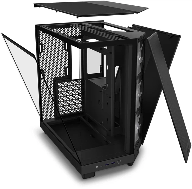 Корпус NZXT H6 Flow RGB (CC-H61FB-R1) / Mid-Tower / ATX, Micro-ATX, Mini-ITX / 3x120mm ARGB / 1xUSB Type-C / Без БЖ / Чорний - зображення 14