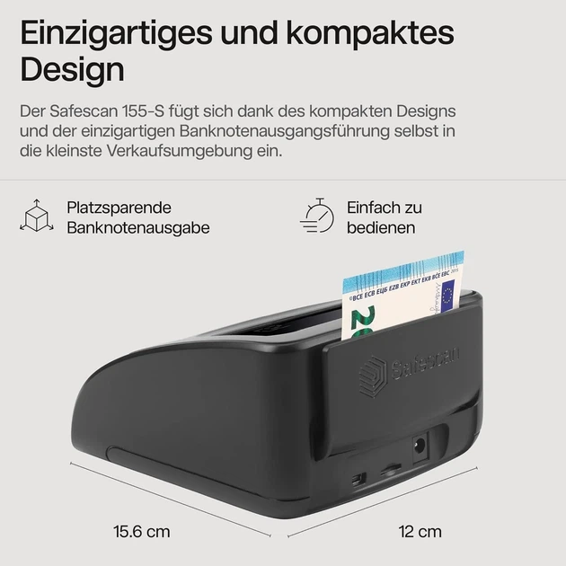 Детектор банкнот Safescan 155-SX EU валюта Чорний Б/В - зображення 4