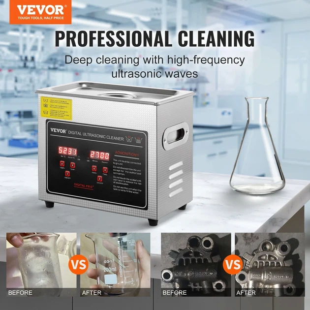 Ультразвуковой очиститель Vevor Ultrasonic Cleaners 3L KSTH-20A Silver k1 - изображение 2