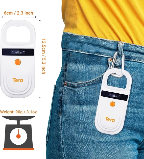 Сканер микрочипов для домашних животных Tera 180 Белый/Оранжевый Б/В k1 - изображение 6