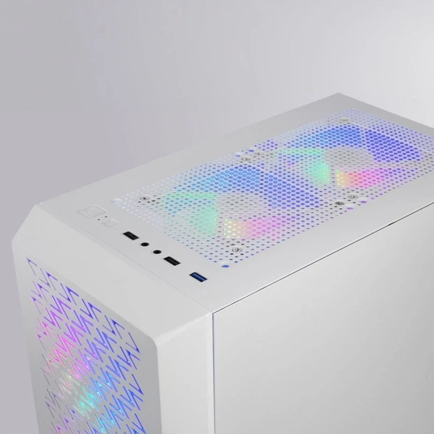 Корпус Mars Gaming MC-GEO / без БП / ATX / Mid-Tower / Сетчатая панель / Закаленное стекло / 4x120мм FRGB вентилятора / Белый - изображение 6