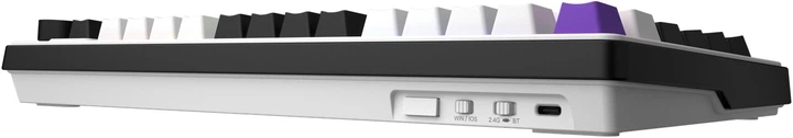 Клавіатура бездротова Hator Hellyberry HK75 Mechanical Linear RGB Wireless/Bluetooth/USB White/Violet (HK75_wireless) - Фото 5 Клавіатура бездротова Hator Hellyberry HK75 Mechanical Linear RGB Wireless/Bluetooth/USB White/Violet (HK75_wireless) - зображення 5