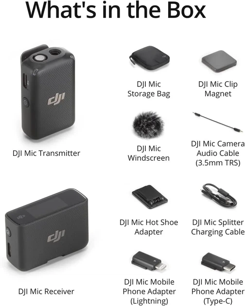 Мікрофонна радіосистема DJI Mic Basic 1TX+1RX Б/В k1 - Фото 2 Мікрофонна радіосистема DJI Mic Basic 1TX+1RX Б/В k1 - зображення 2
