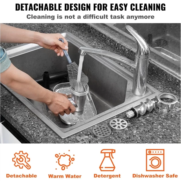 Електрична м'ясорубка VEVOR MG5008KA-GS / 800 Вт / 3 кг/хв / Реверс / Серебриста Б/В k4 - зображення 6