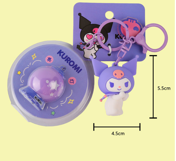 Брелок для ключів Kuromi anime куроми ліхтарик аніме LED кролик Hello Kitty - Фото 8 Брелок для ключів Kuromi anime куроми ліхтарик аніме LED кролик Hello Kitty - зображення 8