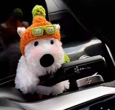 Мякая игрушка в авто на руль собачка в очках шапке dog на переклчатель двориников - изображение 3