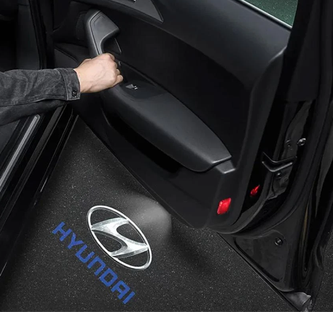 Подсветка дверей проекция для 2 штуки на 2 двер стеклянная линза Hyundai 3d - изображение 7