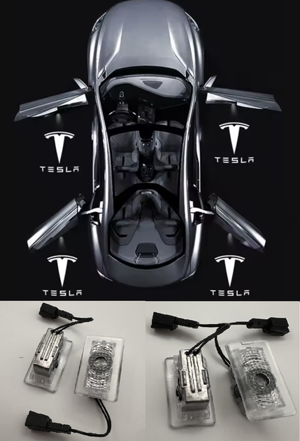 Подсветка дверей тесла проекция для Model S Y 3 X Tesla 4 штуки на 4 двери тесла метал корпус - изображение 2