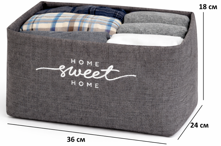Корзина интерьерная ORGANIZE M оксфорд 36 х 24 х 18 см Серая (Ksh-M-grey) - изображение 2