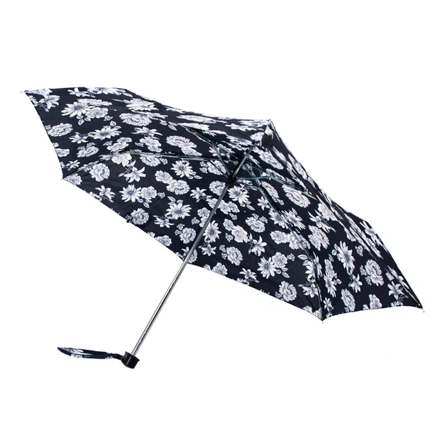 Парасолька жіноча Fulton L340 Miniflat-2 Black and White Floral (Черно-белые цветы) - зображення 6
