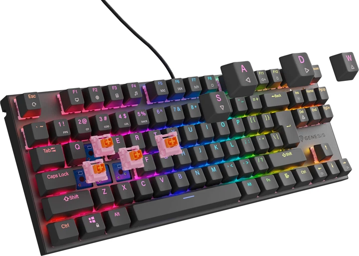 Klawiatura przewodowa Genesis Thor 303 TKL RGB Outemu Peach Silent Black (NKG-2155) - obraz 4