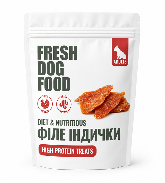 Філе індички сушене Fresh Dog Food 100 гр - Фото 1 Філе індички сушене Fresh Dog Food 100 гр - зображення 1