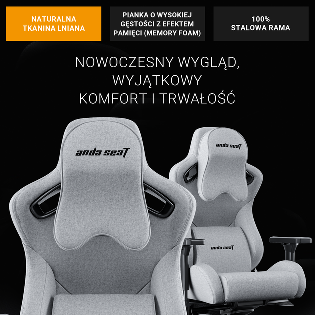 Fotel gamingowy Anda Seat Kaiser 2 XL Dark Gray Fabric (AD12YXL-17-GB-F) - Zdjęcie 12 Fotel gamingowy Anda Seat Kaiser 2 XL Dark Gray Fabric (AD12YXL-17-GB-F) - obraz 12