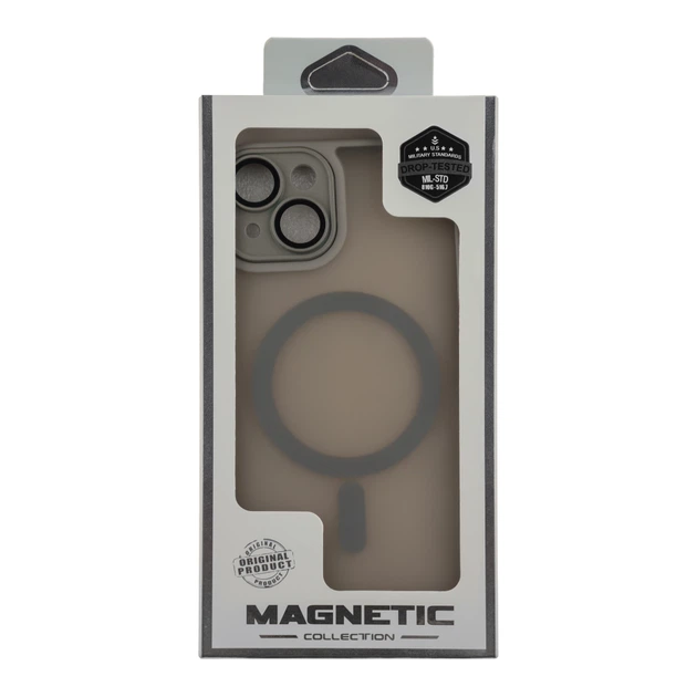 Чехол для iPhone 13 TPU+PC MagSafe матовый с защитой камеры Grey - изображение 5
