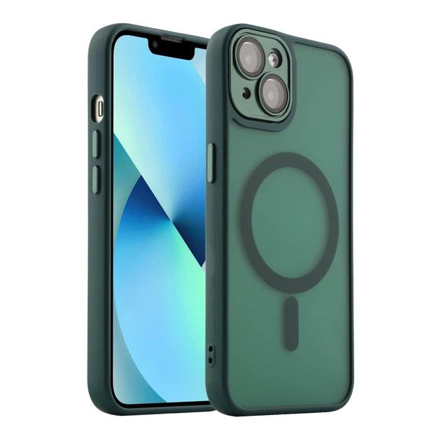 Чехол для iPhone 13 TPU+PC MagSafe матовый с защитой камеры Dark Green - изображение 2