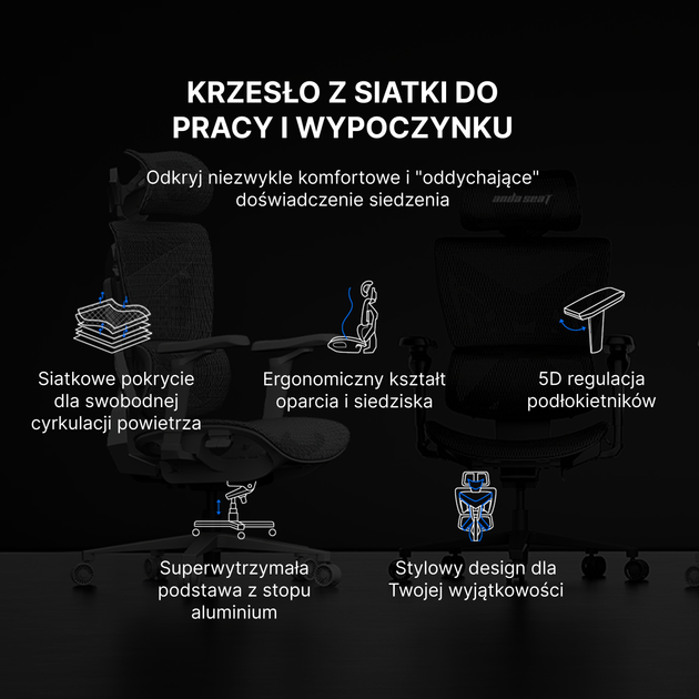 Fotel gamingowy Anda Seat X-Air Pro XL Mesh Space Black (AD-WY-01-BBB-B01) - Zdjęcie 10 Fotel gamingowy Anda Seat X-Air Pro XL Mesh Space Black (AD-WY-01-BBB-B01) - obraz 10