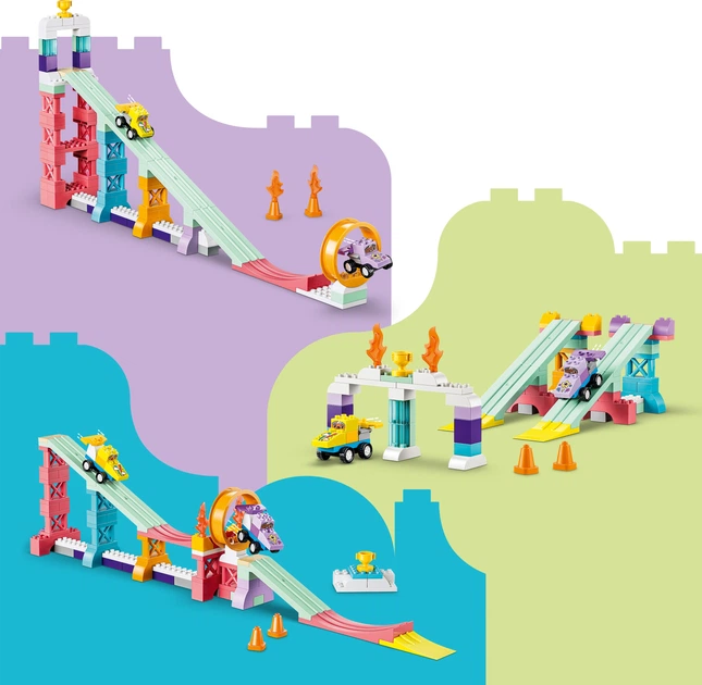 Конструктор LEGO DUPLO Town 3 в 1 Цікаві гірки та трампліни з автомобілями 111 деталей (10478) - зображення 4