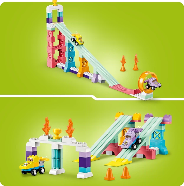 Конструктор LEGO DUPLO Town 3 в 1 Цікаві гірки та трампліни з автомобілями 111 деталей (10478) - зображення 7