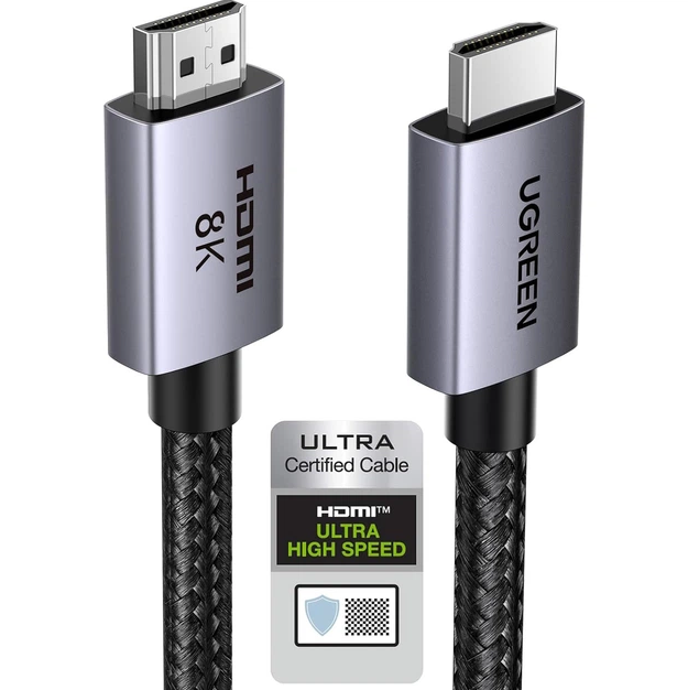 Кабель HDMI 2.1 UGREEN HD171 1 м 48 Гбіт/с, 8K 60Hz / 4K 240Hz, HDR10+, eARC, VRR (чорний) - Фото 1 Кабель HDMI 2.1 UGREEN HD171 1 м 48 Гбіт/с, 8K 60Hz / 4K 240Hz, HDR10+, eARC, VRR (чорний) - зображення 1