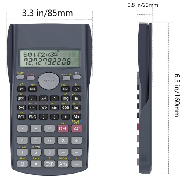 Научный калькулятор Helect 2-Line Engineering Science Calculator | Школьный и офисный калькулятор для математики и инженерии - изображение 3