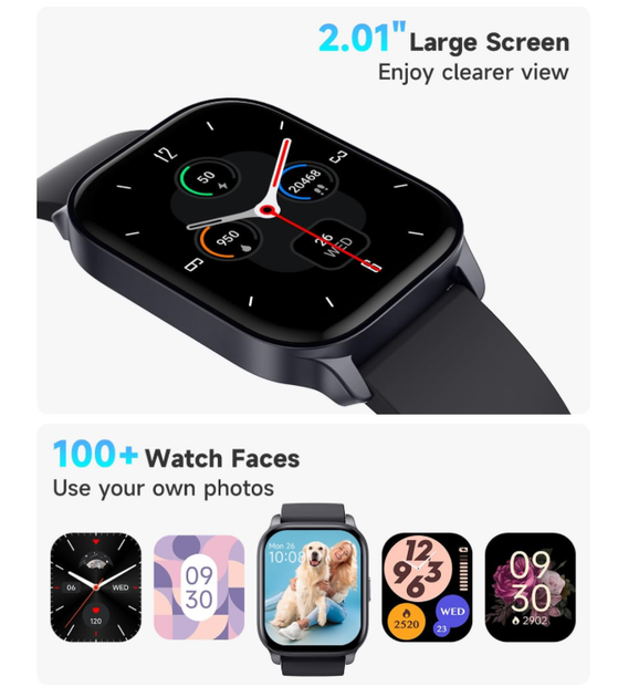 Смарт-часы TOOBUR Smart Watch универсальны для Android и iOS | Фитнес-браслет с звонками, пульсометром, 100 режимов, IP68 - изображение 5