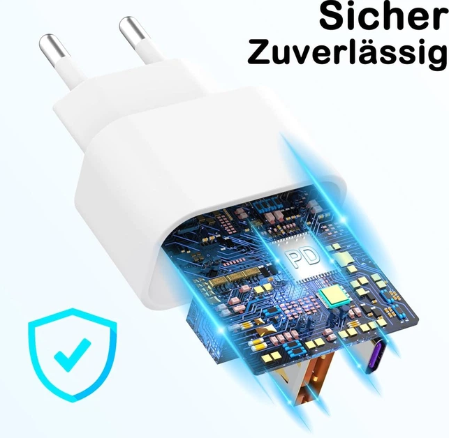 Зарядное устройство MFi 20W PD для iPhone (2 шт) + USB-C to Lightning кабель 2м, быстрая зарядка iPhone 14/13/12/11 - Фото 3 Зарядное устройство MFi 20W PD для iPhone (2 шт) + USB-C to Lightning кабель 2м, быстрая зарядка iPhone 14/13/12/11 - изображение 3