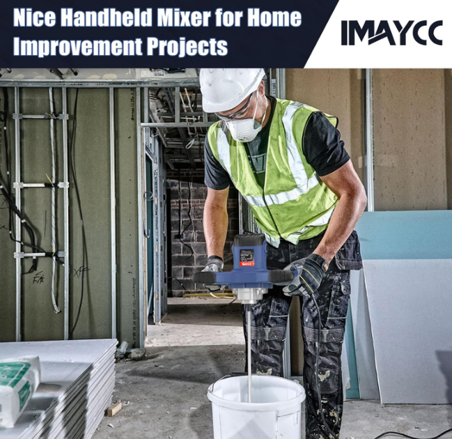 Строительный миксер IMAYCC 2100W электрический миксер для раствора, краски и клея, 6 скоростей, ручной миксер для бетона и штукату - изображение 7
