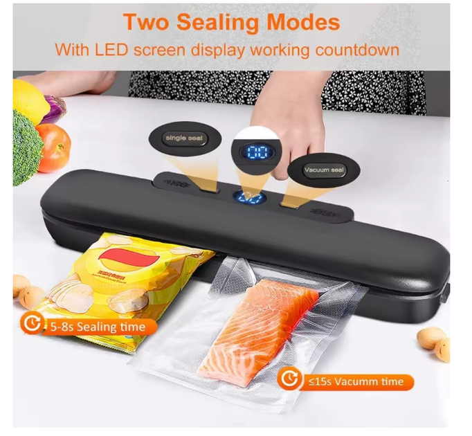 Вакуумный упаковщик для продуктов Vacuum Sealer, автоматический вакууматор для сухих и влажных продуктов, компактная машина для ва - Фото 5 Вакуумный упаковщик для продуктов Vacuum Sealer, автоматический вакууматор для сухих и влажных продуктов, компактная машина для ва - изображение 5