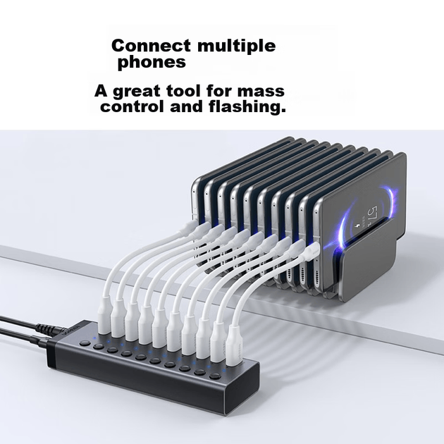 USB-концентратор UGREEN 3.0, высокоскоростная док-станция расширения на 10 портов, разветвитель для ноутбуков и настольных компьютеров, адаптер-конвертер «один к одному» с удлинительным кабелем и блоком питания. - изображение 8