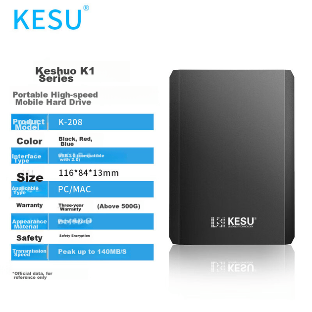 Внешний жесткий диск KESU 1 ТБ, USB 3.0, большая емкость, механическое хранилище данных для ноутбука и смартфона, 2,5-дюймовый, для семейного использования и офиса. - изображение 4