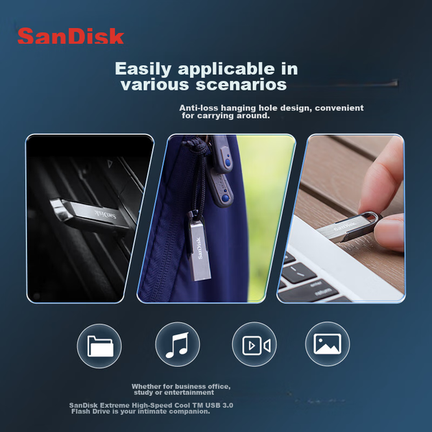 USB-флеш-накопичувач SanDisk CZ73 на 32 ГБ, безпечне шифрування, відновлення даних, для навчання, офісної роботи та торгів, компактний та портативний, кріплення в автомобіль, металевий флеш-накопичувач - изображение 6