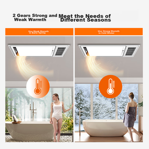 Обогреватель для ванной комнаты NVC Wind And Heat, двухъядерный механический, с интегрированной системой отвода теплого воздуха, модель Y412, для ванной и туалета. - изображение 6