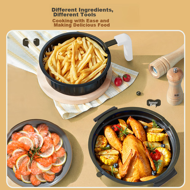 Фритюрница Liven Air Fryer, электрическая фритюрница большой емкости 5 л, духовка-фритюрница, сковорода без масла, устройство для приготовления картофеля фри KZ-J5000A - изображение 6
