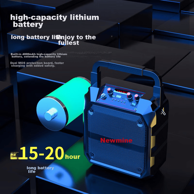 Колонка Newmine K97 Bluetooth потужна, для вулиці, з мікрофоном, караоке - зображення 2