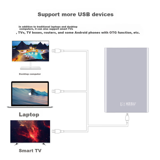 Портативный жесткий диск KESU 500 ГБ, большая емкость, USB 3.0, K201, 2,5 дюйма, цвет «Ярко-лунный серебристый», внешний механический жесткий диск для ноутбуков и смартфонов, большая USB-флешка - изображение 2