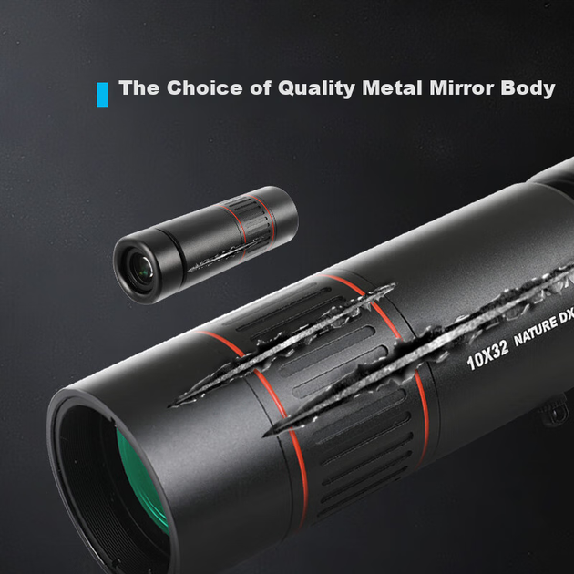 Xingtelang Natural DX10X32ED високої чіткості з великим збільшенням, повністю металевий портативний монокулярний телескоп для смартфонів, що підходить для концертів, для низької видимості - зображення 2