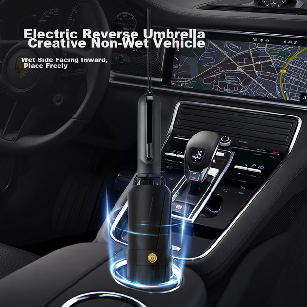 JD Original President Max Black Technology Smart Electric Umbrella, зворотна парасолька, подарунковий набір розкішних бізнес-парасольок, 25 дюймів 115 см - изображение 5