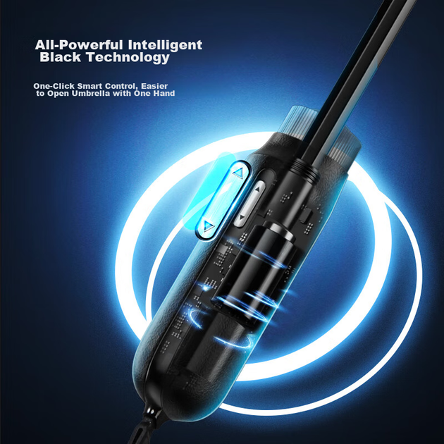 JD Original President Max Black Technology Smart Electric Umbrella, зворотна парасолька, подарунковий набір розкішних бізнес-парасольок, 25 дюймів 115 см - изображение 6