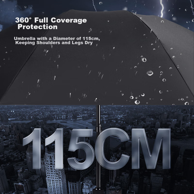 JD Original President Max Black Technology Smart Electric Umbrella, зворотна парасолька, подарунковий набір розкішних бізнес-парасольок, 25 дюймів 115 см - изображение 7