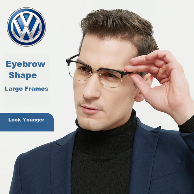 Очки для чтения Volkswagen German Volkswagen для мужчин, деловые очки высокой четкости с защитой от синего света и пресбиопии, высококачественный оригинальный продукт W607-300 градусов - Фото 3 Очки для чтения Volkswagen German Volkswagen для мужчин, деловые очки высокой четкости с защитой от синего света и пресбиопии, высококачественный оригинальный продукт W607-300 градусов - изображение 3