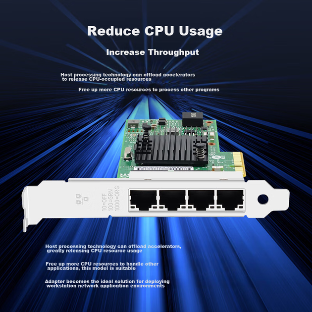 EB-LINK Intel I350AM4 Chip, PCI-E X4 Gigabit Four Port Server Network Card, I350-T4 Electrical Port, Machine Vision Industrial Camera Network Adapter - изображение 5
