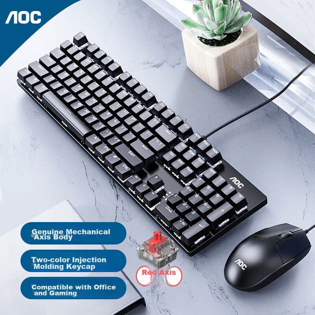 Комплект проводной AOC GK410+MS100 USB Black - изображение 4