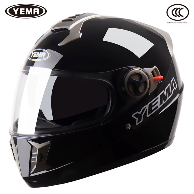 Сертифікований YEMA 3C мотоциклетний шолом 828S для чоловіків, повний, зимовий антифризний теплий мотоциклетний захисний шолом з подвійним козирком, універсальний розмір для всіх сезонів, глянцевий чорний з наклейкою проти запотівання - зображення 7