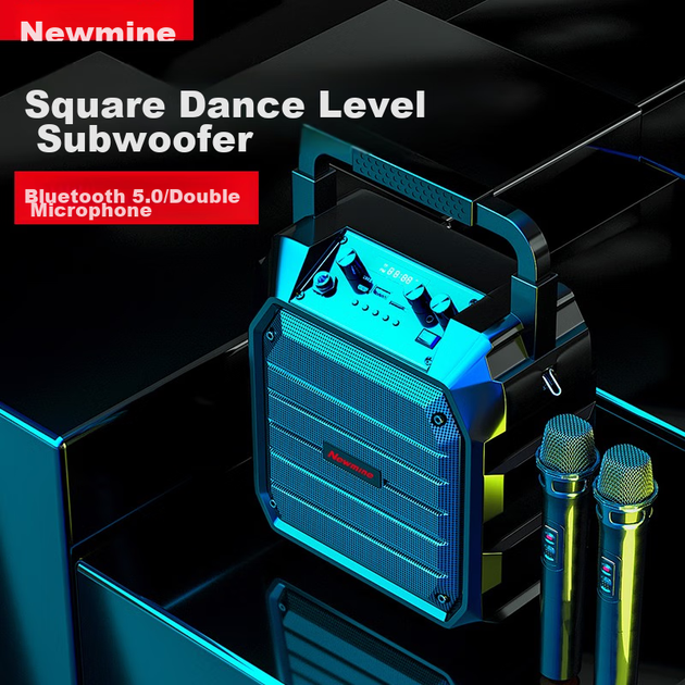 Беспроводная Bluetooth-колонка Newmine K98, портативная колонка для уличных танцев, компактное домашнее радио, портативная ручная колонка с микрофоном, колонка для уличных торговцев, версия с двумя микрофонами. - Фото 2 Беспроводная Bluetooth-колонка Newmine K98, портативная колонка для уличных танцев, компактное домашнее радио, портативная ручная колонка с микрофоном, колонка для уличных торговцев, версия с двумя микрофонами. - изображение 2