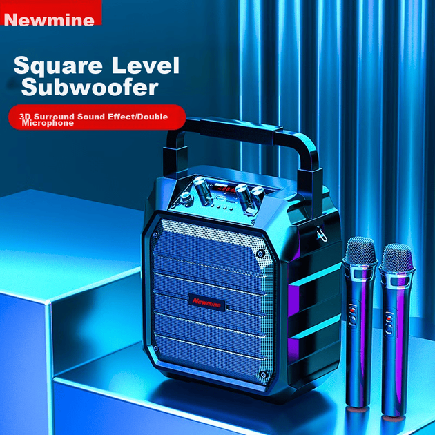 Беспроводная Bluetooth-колонка Newmine K98, портативная колонка для уличных танцев, компактное домашнее радио, портативная ручная колонка с микрофоном, колонка для уличных торговцев, версия с двумя микрофонами. - Фото 3 Беспроводная Bluetooth-колонка Newmine K98, портативная колонка для уличных танцев, компактное домашнее радио, портативная ручная колонка с микрофоном, колонка для уличных торговцев, версия с двумя микрофонами. - изображение 3