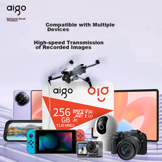 Карта памяти Aigo microSDXC 256GB UHS-I U3 V30 A1 (T1JD) - Фото 2 Карта памяти Aigo microSDXC 256GB UHS-I U3 V30 A1 (T1JD) - изображение 2