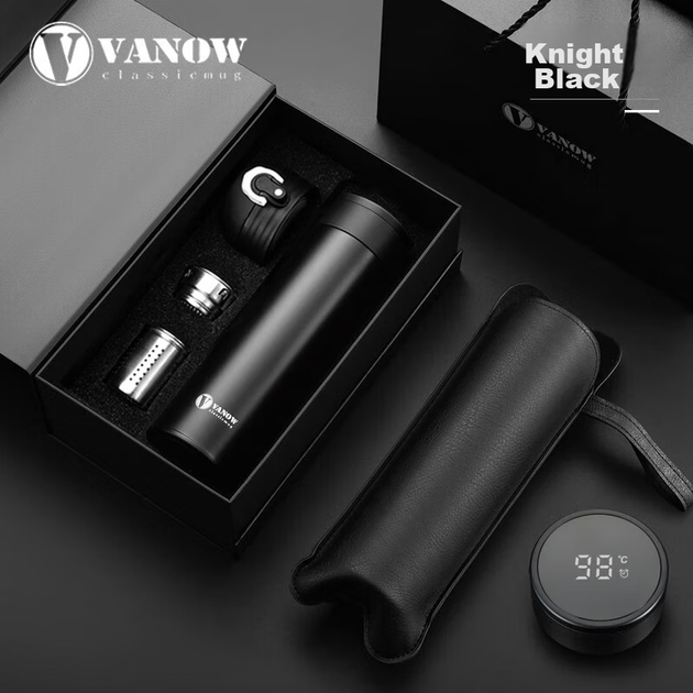 Термос Vanow VO-C9L 460 мл розумний з датчиком температури, нержавіюча сталь 316 Black - Фото 2 Термос Vanow VO-C9L 460 мл розумний з датчиком температури, нержавіюча сталь 316 Black - зображення 2
