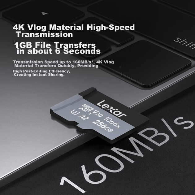 Карта памяти Lexar 1066x microSDXC 256GB UHS-I U3 V30 (LMS1066256G-BNNNC) - Фото 2 Карта памяти Lexar 1066x microSDXC 256GB UHS-I U3 V30 (LMS1066256G-BNNNC) - изображение 2