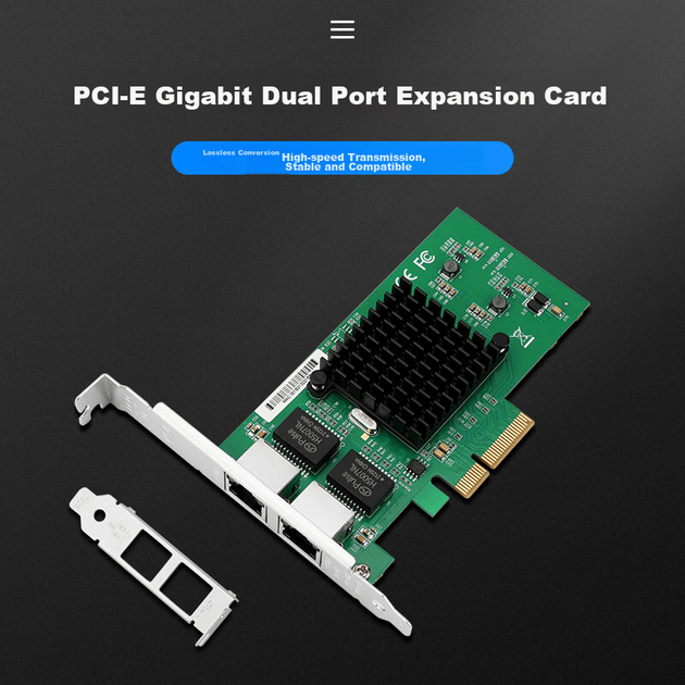 Сетевая карта MOGE PCIE Gigabit Ethernet, два порта питания, встроенная сетевая карта для сервера (1 шт.), карта захвата изображения с промышленной камеры Design Visual, программный маршрутизатор ROS Aggregation, чип Intel 82576 MC2285. - изображение 2