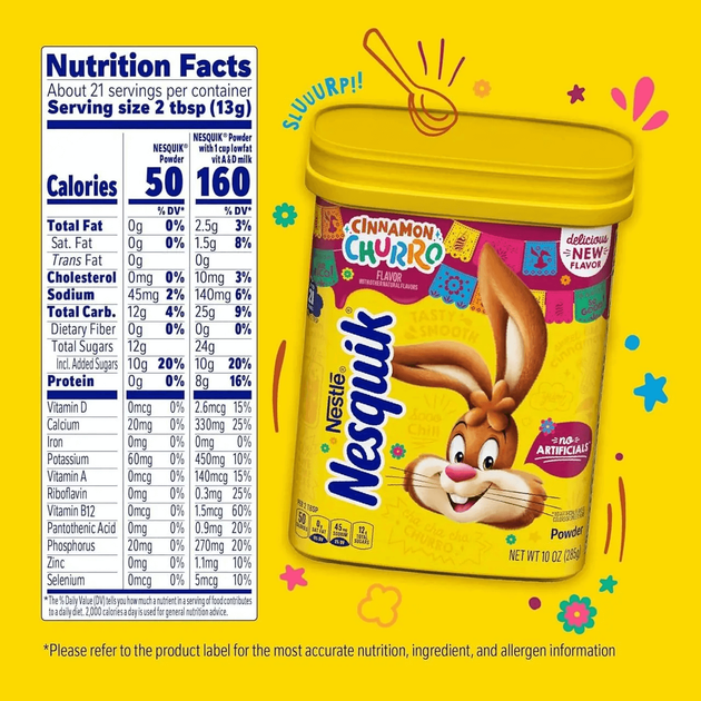 Какао Nestle Nesquik Cinnamon Churro Flavor Powder Drink Mix Чуррос с корицей 285г - изображение 5